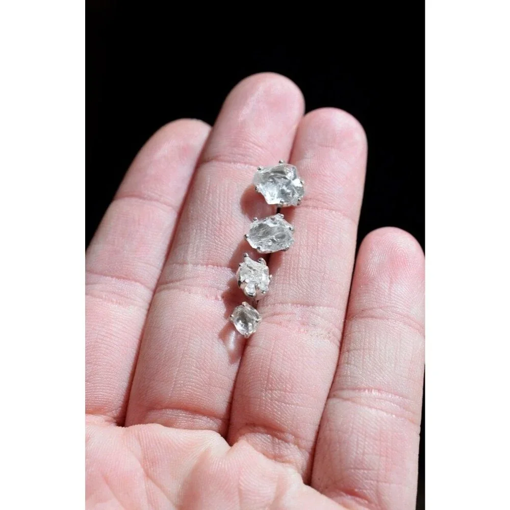 Lake County diamond earrings, 925 sterling silver, raw gemstones